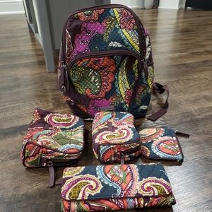 Vera Bradley backpack purse with 4 accessories